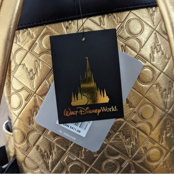 NWT Loungefly Disney World 50th Anniversary Gold Mini Backpack main image 6